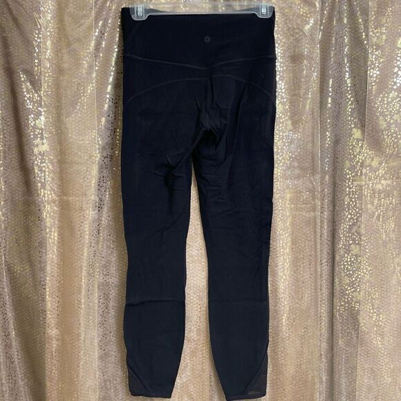 Athleta Black High Rise Peekaboo Mesh 7/8 Leggings, Small - Picture 2 of 10